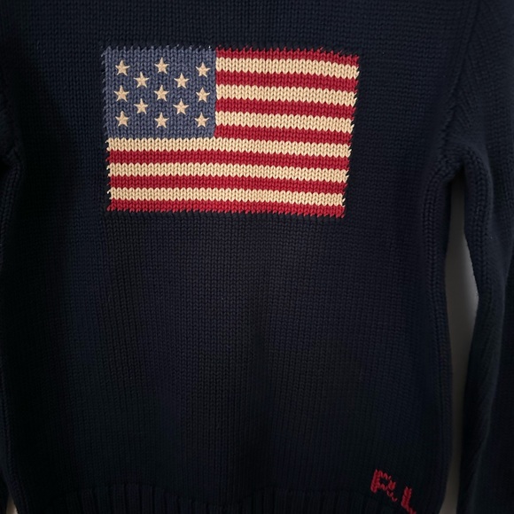 Polo by Ralph Lauren Dark Blue Sweater with Flag Design - Picture 3 of 11